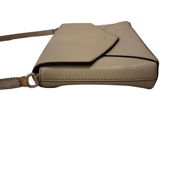 Kate Spade Neutral Taupe Leather Envelope Flap Crossbody Shoulder Bag - Picture 7 of 12